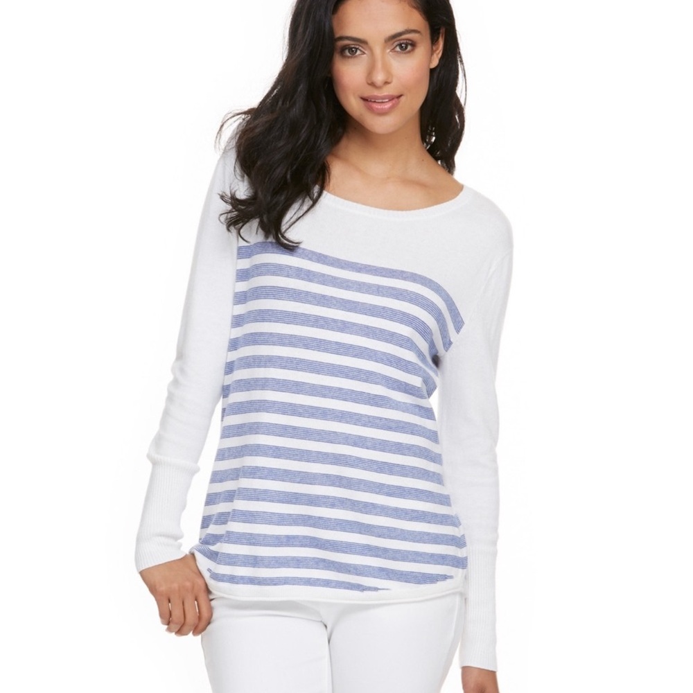Vineyard Vines Ripley Stripe Crew Sweater Cashmere / Cotton Lightweight Blend